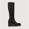 Marco Moreo Liege Studed Knee High Wedge - Black Stretch